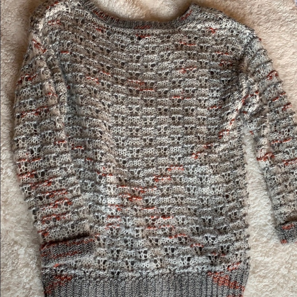 Grey, Orange and White Sweater